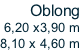 Oblong 6,20 x3,90 m 8,10 x 4,60 m