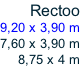 Rectoo 9,20 x 3,90 m 7,60 x 3,90 m 8,75 x 4 m